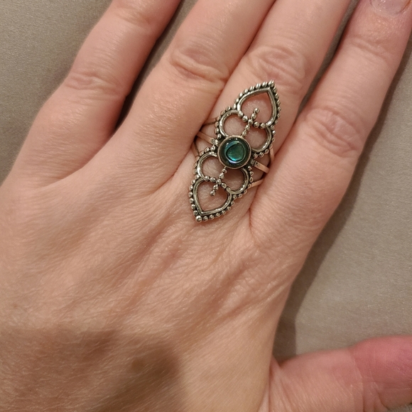 Sterling silver abalone shell ring - Picture 1 of 6